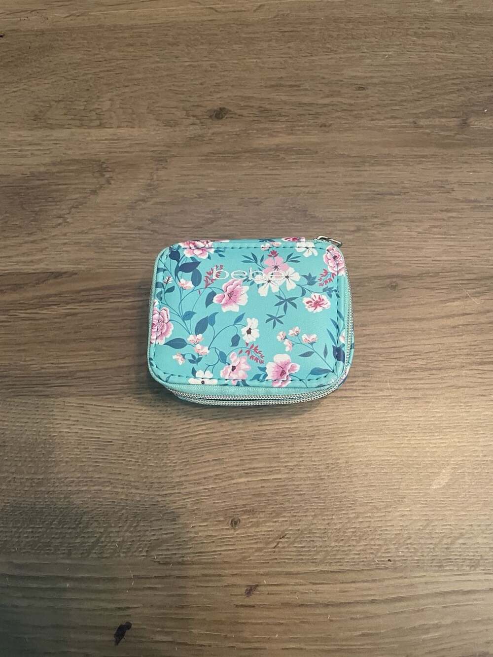 bebe Floral Travel Jewelry/Medicine Box Teal Blue Pink Roses